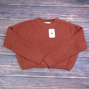 Elodie NEW NWT Womens Large Rust Red Brown Crewneck Crop Sweater Knit